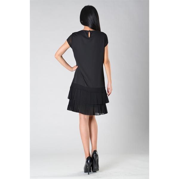 SY007-10撞壓折短袖連衣裙背面效果 SY007-10撞壓折短袖連衣裙背面效果